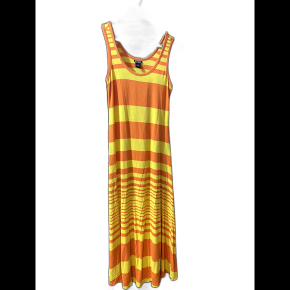 New Connection Orange and Yellow striped Sundress nightgown - Picture 1 of 3